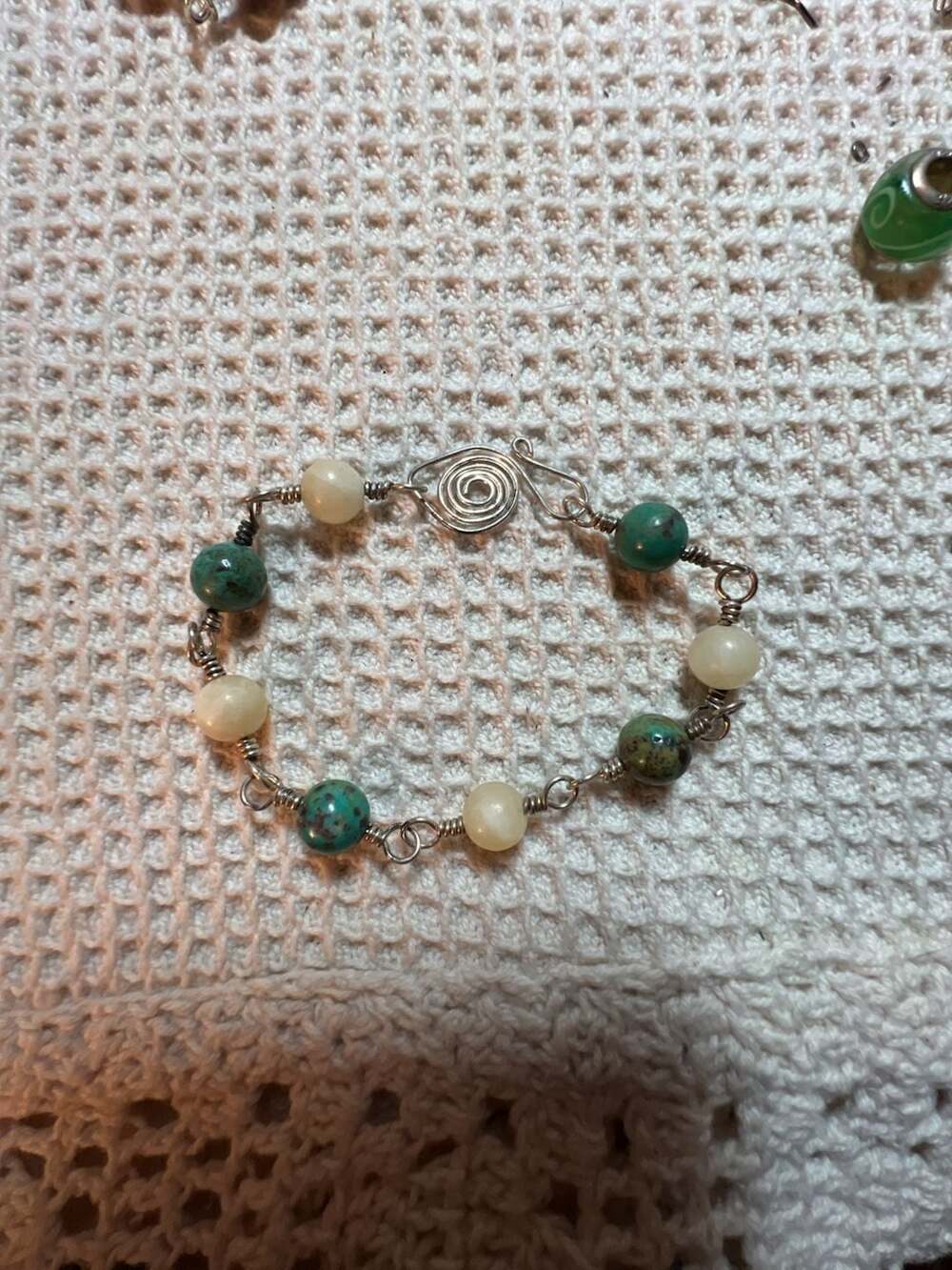 Handmade Sterling Silver Lemon Jasper and African Turquoise Bracelet